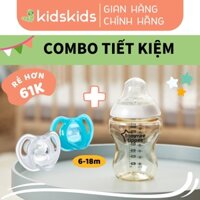 COMBO Bình sữa PPSU ty siêu mềm tự nhiên Tommee Tippee Closer to Nature 260ml & Ty ngậm siêu nhẹ Tommee Tippee