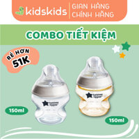 COMBO Bình Sữa Ty Siêu Mềm Tự Nhiên Tommee Tippee Natural Start PPSU 150ml & PP 150ml