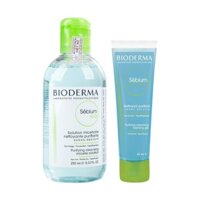 Combo Bioderma Nước Tẩy Trang 250ml (Xanh) + Gel Rửa Mặt Da Hỗn Hợp, Da Dầu 45ml