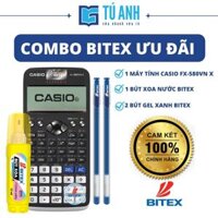 Combo Bitex Ưu Đãi  - Máy Tính Khoa Học Casio FX-580VNX 1  Bút Gel Xanh 2  Bút Xóa Nước 1 - Đen Trắng