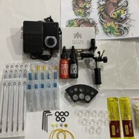 Combo bộ 1 máy Trung Cấp Rotary Chuồn Chuồn + 2 màu mực xăm Zuper + full phụ kiện