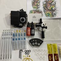 Combo bộ 1 máy Trung Cấp Rotary Chuồn Chuồn + 2 màu mực xăm Zuper + full phụ kiện ( hàng có sẵn )