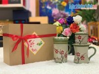 Combo bộ 1 phin cà phê + 1 ly lọc trà vẽ hoa anh đào