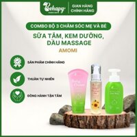 Combo bộ 3 chăm sóc bé Amomi: Sữa tắm bé Suta Baby, Kem dưỡng Baby Cream, Dầu massage Baby Massage Oil