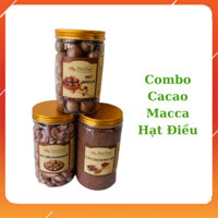 Combo bộ 3 Hạt Điều, Macca, Cacao mỗi hộp 500g