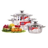 [COMBO] Bộ 3 nồi inox 1 đáy cao cấp Sunhouse SH224 size 16/18/24 cm