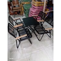Combo Bộ 4 ghế Cnc camping sắt,bàn sắt thanh lá, bộ bàn ghế ngoài trời, bộ bàn ghế xếp gọn