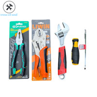 COMBO Bộ 4 món Kìm điên 8in/200mm , 1 Kìm bấm chết 10in/250mm , 1 Mỏ lết 10in/250mm , 1 Tua vít 2 đầu 6x150mm Japan