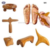 COMBO bộ 5 Dụng Cụ day ấn Huyệt Mát xa toàn thân kiểu Thái bằng gỗ thơm (MH850) HAHANCO