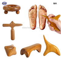 COMBO bộ 5 Dụng Cụ day ấn Huyệt Mát xa toàn thân kiểu Thái bằng gỗ Bách Xanh MH850 Có mùi thơm nhẹ Chăm sóc sức khỏe