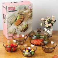COMBO BỘ 5 MÓN THỐ & BÁT THUỶ TINH CHỊU NHIỆT
