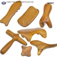 COMBO bộ 7 Dụng Cụ day ấn Huyệt Mát xa toàn thân kiểu Thái bằng gỗ thơm - MH847