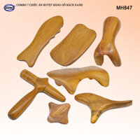COMBO bộ 7 Dụng Cụ day ấn Huyệt Mát xa toàn thân kiểu Thái bằng gỗ Bách Xanh MH847 Chăm sóc sức khỏe