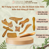 COMBO bộ 9 dụng cụ day ấn huyệt mát xa toàn thân kiểu thái bằng gỗ thơm | LƯỢC SỪNG THANH MAI