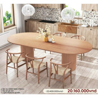 COMBO BỘ BÀN ĂN OVAL GỖ ASH + 6 GHẾ WISHBONE #tiemdecorthang10