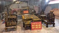 Combo bộ bàn ghế sơn thủy chân 12 và kệ tivi gỗ mun hoa lào cao cấp (Anh Đông - Phú Thọ)