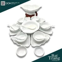 Combo Bộ Bát Đĩa Thắp Hương Men Trắng Trơn - ĐK 50 - 60cm - Đồ Thờ Bát Tràng  - Gốm Thiên Long - 1 Bát Gà