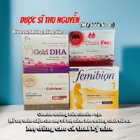 combo bổ bầu Femibion 1 28 viên, gold dha 30 viên, sắt chela ferr 30 viên, canxi chela 30 viên, cho mẹ bầu