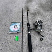 combo bộ cần câu 2 KHÚC ĐẶC ĐEN 1M2 và máy CL3000 + 1nhái + 1dù Bắt Cá Fishing Đi Câu