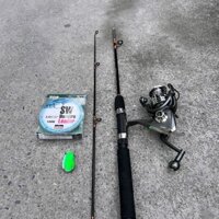 combo bộ cần câu 2 KHÚC ĐẶC ĐEN 1M2 và máy CL3000 + 1nhái + 1dù Bắt Cá Fishing Đi Câu