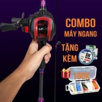 "Combo bộ cần câu lure máy ngang Crocodile màu đen và bộ quà tặng cực sịn "