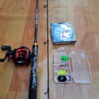 combo bộ cần câu lure máy ngang ceres kèm máy và hộp mồi