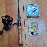 combo bộ cần câu lure ul cán gỗ kèm máy dekio fs 2000 và hộp mồi