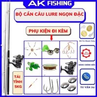 Combo bộ cần câu Shimano 2 khúc đặc máy Deukio AC kèm phụ kiện