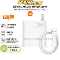 Combo Bộ Cục Củ và Dây Cáp Sạc Siêu Nhanh Xiaomi 120W, Chuẩn Sạc Mi Turbo, Đầu Sạc Type C, Dùng Cho Xiaomi/Redmi/Poco
