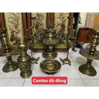 Combo bộ đỉnh đồng  lư hưong bằng đồng cao 60cm. Đồ thờ cúng bằng đồng
