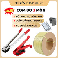 Combo bộ dụng cụ đóng đai kèm dây và bọ sắt kẹp đai, hàng xịn