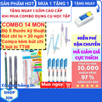 Combo bộ dụng cụ học tập (set 1) dành cho cấp 2 cấp 3 giá rẻ tiện lợi set đồ dùng học tập 14 món đủ thước đủ bút giá tốt dụng cụ học tập đa năng thông minh cho các bạn học sinh sinh viên  Phát Huy Hoàng