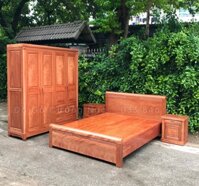 Combo Bộ giường tủ quần áo gỗ Xoan Đào Lào ( mẫu đồng tiền )