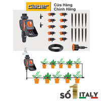 Combo Bộ Hẹn Giờ Tưới Cây Tự Động Nhỏ Giọt 15 kênh vặn Claber 8422  bộ Kit tưới nhỏ giọt cho 10 chậu cây