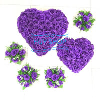 COMBO Bộ hoa cưới trang trí xe cô dâu - TRÁI TIM TÍM