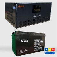 Combo Bộ lưu điện Ares AR0612-Ắc quy Vision 100Ah