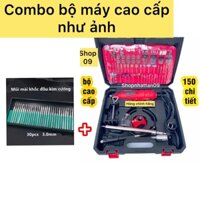 Combo Bộ Máy Khoan Mài cắt Khắc mini Đa Năng Kingpro 200W hơn 100 chi tiết (Đỏ) Điều Chỉnh 6 tốc độ + Bộ 30 mũi mài khắc