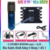 COMBO Bộ Mic Livestream Hát Karaoke WOAICHANG BM900 ami Dây Live XOX K10, Âm BH 6 Tháng