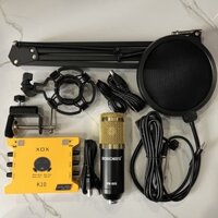 Combo bộ mic livestream hát karaoke BM-800, K10 dây live chân màng lọc âm