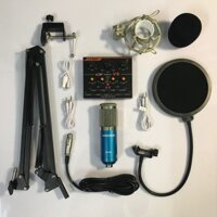 Combo Bộ Mic Thu Âm BM900 Live stream sound cạc V9