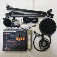 Combo bộ mic thu âm hát livestream ISK AT100 + sound card V11 chân màn kẹp