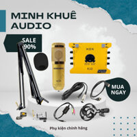 Combo Bộ mic thu âm livestream hat karaoke BM900 K10 dây livestream ma2 chân kẹp míc màng lọc âm + 12 Tháng BH