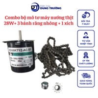 Combo Bộ Mô Tơ Máy Nướng Thịt 28W Cho Gia Đình + 3 Bánh Răng Nhông + 1 Xích Máy 10 Xiên