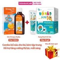 Combo bổ não cho bé kém tập trung (Siro Omega Vit Plus và Thạch Bổ Não Sano IQ) tốt cho não bộ và mắt - Thomsoncare