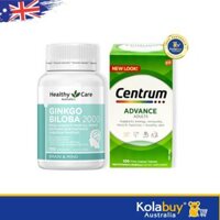 Combo Bổ não Ginkgo Healthy Care và Centrum Advance Adults 100 viên