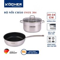 Combo bộ nồi chảo bếp từ cao cấp KOCHER chảo chống dính sâu lòng size 24cm & nồi cao cấp bếp từ size 20cm