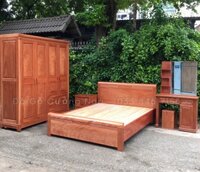 Combo Bộ phòng ngủ gỗ Xoan Đào ( giường vạt - gương zz)