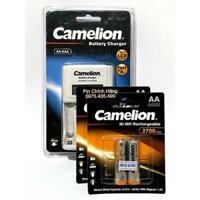 Combo Bộ Sạc AA AAA Camelion BC-1012 Có Màn Hình Kèm 4 Pin Sạc AA 2700 mAh Thế Hệ Mới