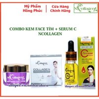 COMBO Bộ sản phẩm N - COLLAGEN Kem Face Tím Whitening + Serum Vitamin C Chính hãng ngăn ngừa mụn - tri ân đẹp