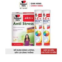 Combo bổ sung vitamin và khoáng chất, giảm căng thẳng, mệt mỏi Doppelherz Anti Stress 30 viên  02 tuýp sủi A-Z Fizz 13 viên